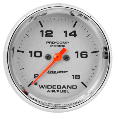 AutoMeter GAUGE, AIR/FUEL RATIO-WIDEBAND, ANALOG, 2 5/8", 8:1-18:1, STPR MTR, MARINE CHRME 200870-35