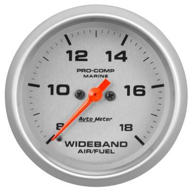 AutoMeter GAUGE, AIR/FUEL RATIO-WIDEBAND, ANALOG, 2 5/8", 8:1-18:1, STPR MTR, MARINE SILVR 200870-33