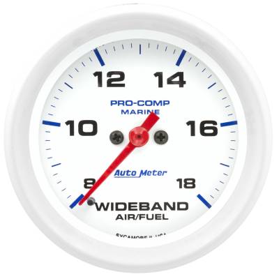 AutoMeter GAUGE, AIR/FUEL RATIO-WIDEBAND, ANALOG, 2 5/8", 8:1-18:1, STPR MTR, MARINE WHITE 200870