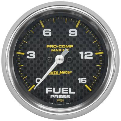 AutoMeter GAUGE, FUEL PRESSURE, 2 5/8" , 15PSI, DIGITAL STEPPER MOTOR, MARINE CARBON FIBER 200849-40