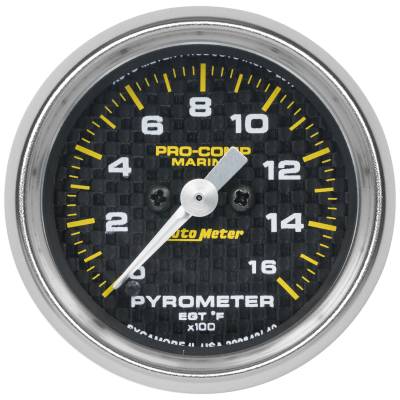 AutoMeter GAUGE, PYROMETER, 2 1/16" , 0-1,600 Degrees F, MARINE CARBON FIBER 200842-40