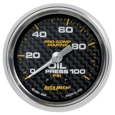 AutoMeter GAUGE, OIL PRESSURE, 2 1/16" , 100PSI, MECHANICAL, MARINE CARBON FIBER 200790-40