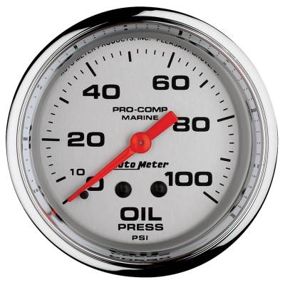 AutoMeter GAUGE, OIL PRESSURE, 2 5/8" , 100PSI, MECHANICAL, MARINE CHROME 200777-35