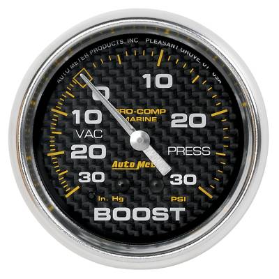 AutoMeter GAUGE, VAC/BOOST, 2 5/8" , 30INHG-30PSI, MECHANICAL, MARINE CARBON FIBER 200775-40