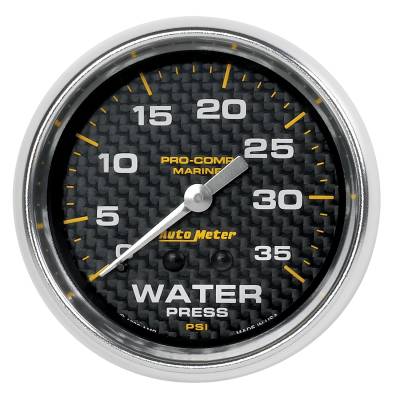 AutoMeter GAUGE, WATER PRESS, 2 5/8" , 35PSI, MECHANICAL, MARINE CARBON FIBER 200773-40