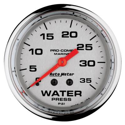 AutoMeter GAUGE, WATER PRESS, 2 5/8" , 35PSI, MECHANICAL, MARINE CHROME 200773-35