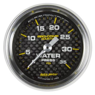 AutoMeter GAUGE, WATER PRESS, 2 1/16" , 35PSI, MECHANICAL, MARINE CARBON FIBER 200772-40