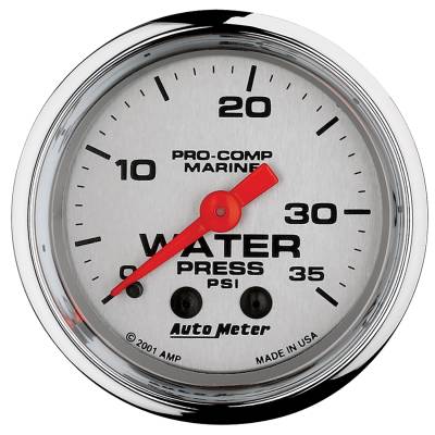 AutoMeter GAUGE, WATER PRESS, 2 1/16" , 35PSI, MECHANICAL, MARINE CHROME 200772-35