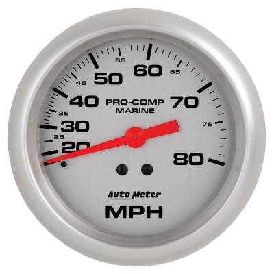 AutoMeter GAUGE, SPEEDOMETER, 3 3/8" , 80MPH, MECHANICAL, MARINE SILVER 200753-33