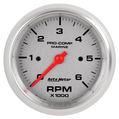 AutoMeter GAUGE, TACHOMETER, 3 3/8" , 6K RPM, MARINE SILVER 200752-33