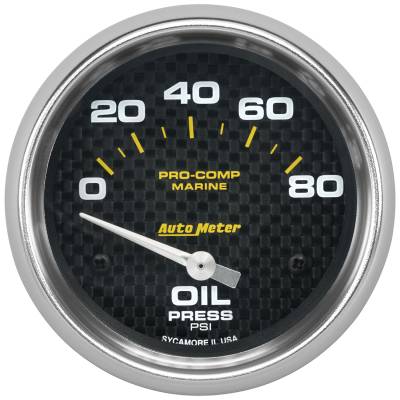 AutoMeter GAUGE, OIL PRESSURE, 2 5/8" , 80PSI, ELECTRIC, MARINE CARBON FIBER 200747-40