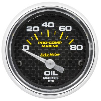 AutoMeter GAUGE, OIL PRESSURE, 2 1/16" , 80PSI, ELECTRIC, MARINE CARBON FIBER 200744-40