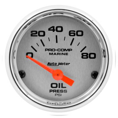 AutoMeter GAUGE, OIL PRESSURE, 2 1/16" , 80PSI, ELECTRIC, MARINE CHROME 200744-35