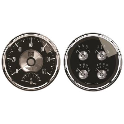 AutoMeter GAUGE KIT, 2 PC., QUAD & TACH/SPEEDO, 5" , PRESTIGE BLK. DIAMOND 2005