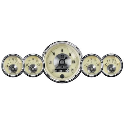 AutoMeter GAUGE KIT, 5 PC, 3 3/8" & 2 1/16", ELEC SPEEDO W/WHEEL ODO, PRESTIGE ANTQ. IVORY 2002