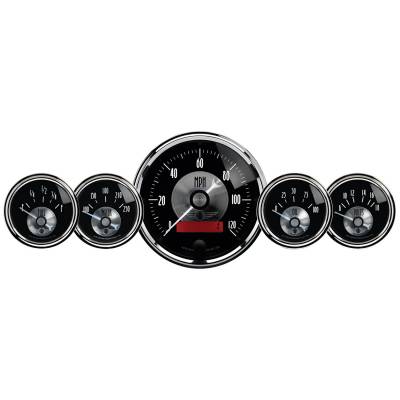 AutoMeter GAUGE KIT, 5 PC, 3 3/8" & 2 1/16" , ELEC SPEEDO W/LCD ODO, PRESTIGE BLK. DIAMOND 2001