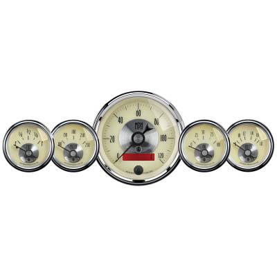 AutoMeter GAUGE KIT, 5 PC., 3 3/8" & 2 1/16", ELEC. SPEEDO W/LCD ODO, PRESTIGE ANTQ. IVORY 2000