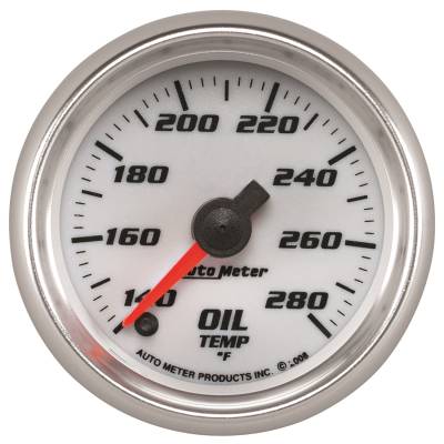 AutoMeter GAUGE,OIL TEMP,2 1/16",140-280 Degrees F,DIGITAL STEPPER MOTOR,WHITE,PRO-CYCLE 19740