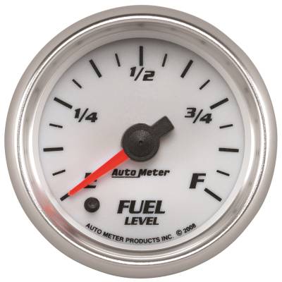 AutoMeter GAUGE, FUEL LEVEL, 2 1/16" , 0-280O PROGRAMMABLE, WHITE, PRO-CYCLE 19709