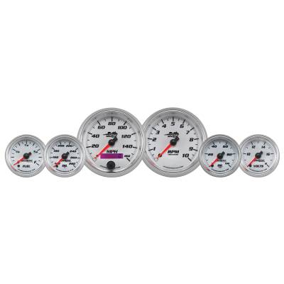 AutoMeter GAUGE KIT, 6 PC. KIT, 3 3/8" & 2 1/16" , BAGGER, WHITE, PRO-CYCLE 19701