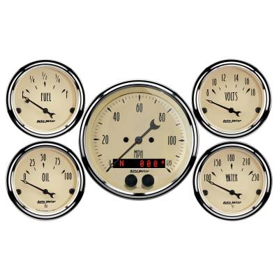 AutoMeter GAUGE KIT, 5 PC., 3 3/8" & 2 1/16" , GPS SPEEDOMETER, ANTIQUE BEIGE 1850