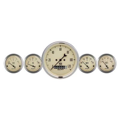 AutoMeter GAUGE KIT, 5 PC., 3 3/8" & 2 1/16" , ELEC. SPEEDOMETER, ANTIQUE BEIGE 1840