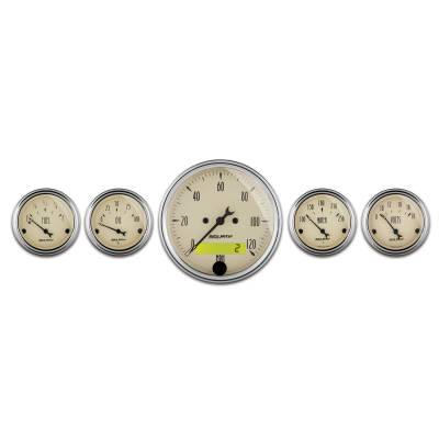 AutoMeter GAUGE KIT, 5 PC., 3 1/8" & 2 1/16" , ELEC. SPEEDOMETER, ANTIQUE BEIGE 1809