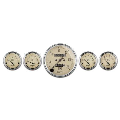 AutoMeter GAUGE KIT, 5 PC., 3 1/8" & 2 1/16" , MECH. SPEEDOMETER, ANTIQUE BEIGE 1808