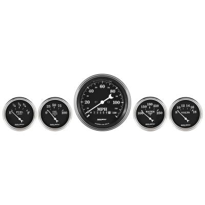 AutoMeter GAUGE KIT, 5 PC., 3 3/8" & 2 1/16" , ELEC. SPEEDOMETER, OLD TYME BLACK 1740