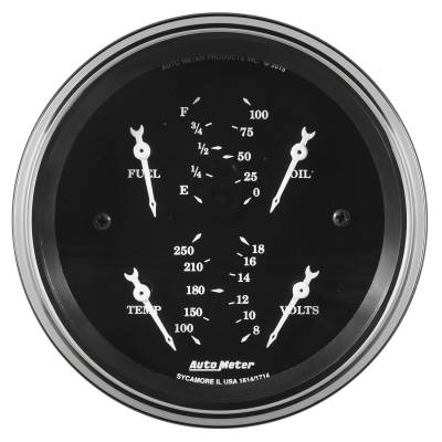 AutoMeter GAUGE,QUAD, 3 3/8" , 240OE-33OF ELEC, OLD TYME BLK 1713