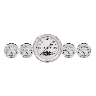 AutoMeter GAUGE KIT, 5 PC., 3 3/8" & 2 1/16" , ELEC. SPEEDOMETER, OLD TYME WHITE 1640