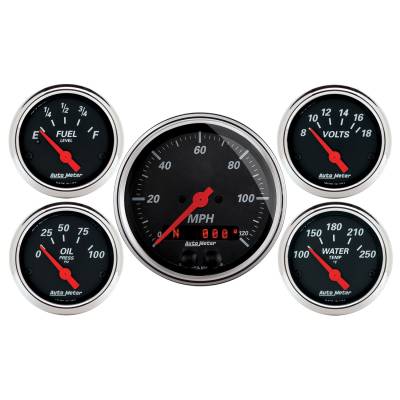 AutoMeter GAUGE KIT, 5 PC., 3 3/8" & 2 1/16" , GPS SPEEDOMETER, DESIGNER BLACK 1450