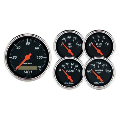 AutoMeter GAUGE KIT, 5 PC., 3 1/8" & 2 1/16" , ELEC. SPEEDOMETER, DESIGNER BLACK 1421