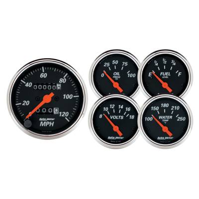 AutoMeter GAUGE KIT, 5 PC., 3 1/8" & 2 1/16" , MECH. SPEEDOMETER, DESIGNER BLACK 1420