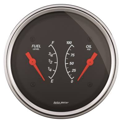 AutoMeter GAUGE, DUAL, FUEL & OILP, 3 3/8" , 240OE-33OF & 100PSI, ELEC, DESIGNER BLACK 1413