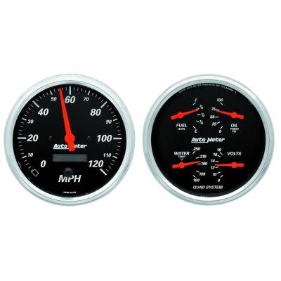 AutoMeter GAUGE KIT, 2 PC., QUAD & SPEEDOMETER, 5" , DESIGNER BLACK 1403