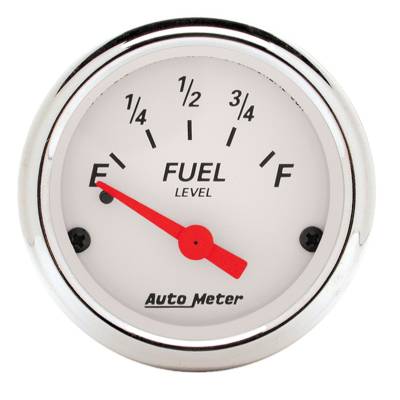 AutoMeter GAUGE, FUEL LEVEL, 2 1/16" , 0OE TO 30OF, ELEC, ARCTIC WHITE 1318