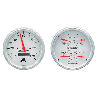 AutoMeter GAUGE KIT, 2 PC., QUAD & SPEEDOMETER, 5" , ARCTIC WHITE 1303