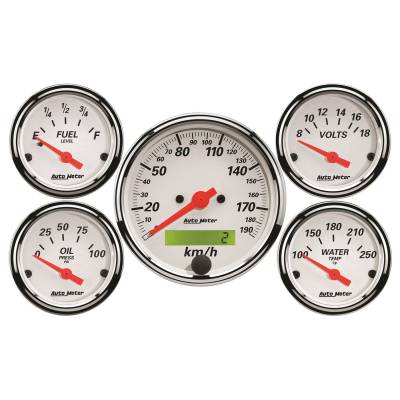 AutoMeter GAUGE KIT, 5 PC., 3 1/8" & 2 1/16" , ELEC. KM/H SPEEDO., ARCTIC WHITE 1302-M