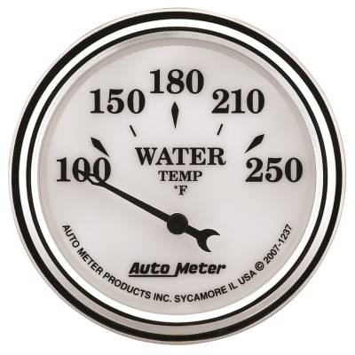 AutoMeter GAUGE, WATER TEMP, 2 1/16" , 250 Degrees F, ELEC, OLD TYME WHITE II 1237