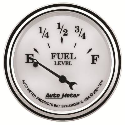 AutoMeter GAUGE, FUEL LEVEL, 2 1/16" , 240OE TO 33OF, ELEC, OLD TYME WHITE II 1216