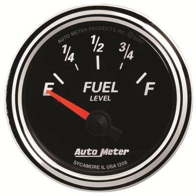 AutoMeter GAUGE, FUEL LEVEL, 2 1/16" , 240OE TO 33OF, ELEC, DESIGNER BLACK II 1206