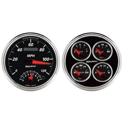 AutoMeter GAUGE KIT, 2 PC., QUAD & TACH/SPEEDO, 5" , DESIGNER BLACK II 1204