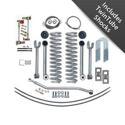 Rubicon Express 4.5 in. Super-Flex Short Arm Lift Kit w. Rear Add-A-Leafs And Twin Tube Shocks RE6111T